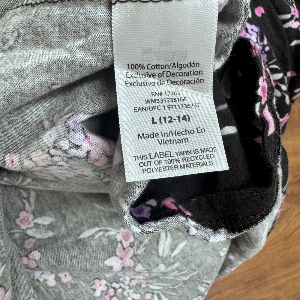 ARIA Nightgown 100% Cotton Sleeveless Black Floral sz L Cottagecore Boho Summer - Picture 6 of 6